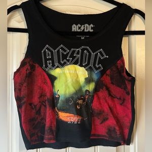 AC DC cropped tank top, black and red Size Medium